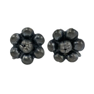 1940's Vintage Women's Sterling Silver 925 Flower Floral Screw Back Earrings